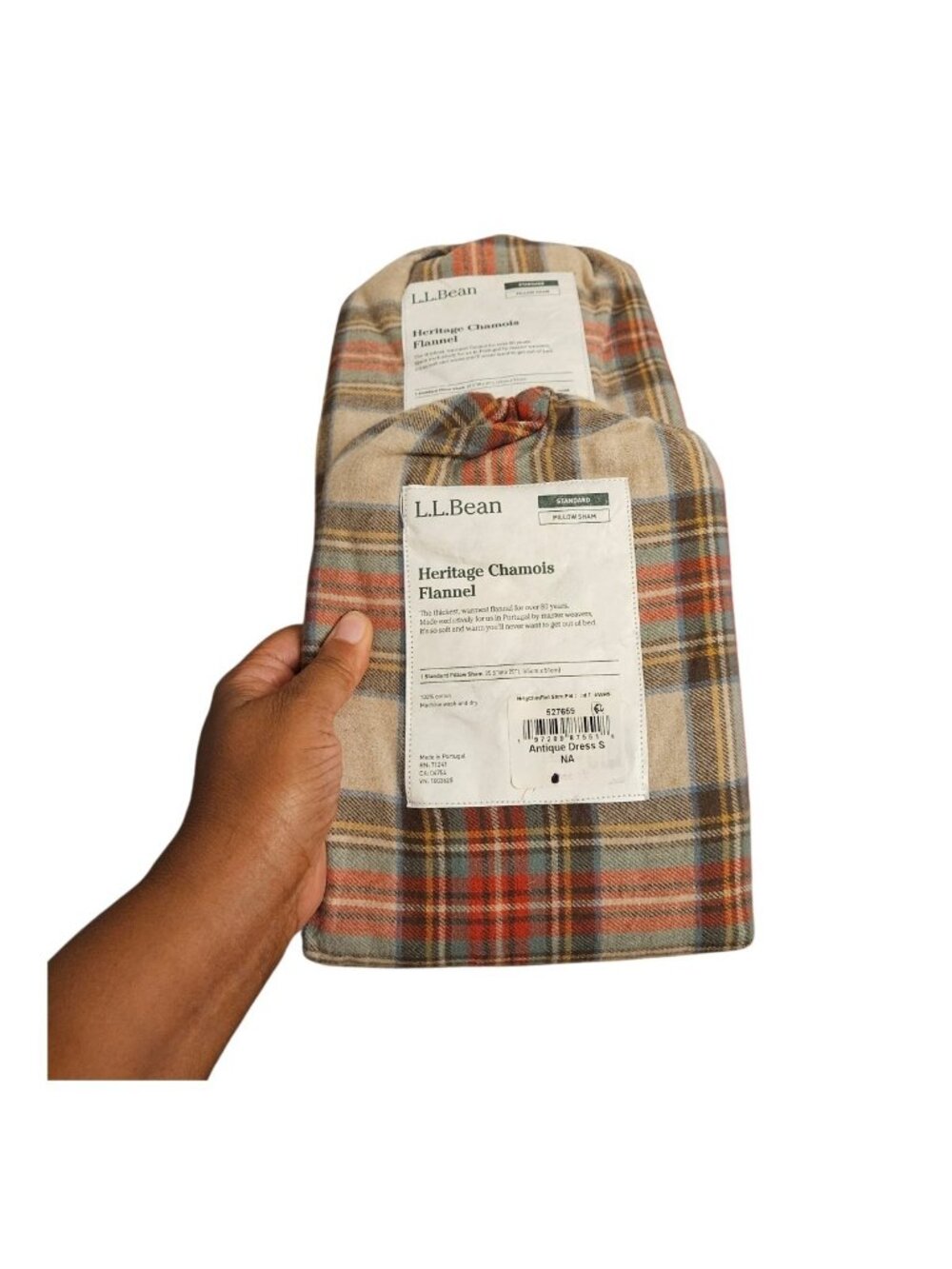 L.L.Bean Heritage Chamois Flannel 2 Standard Pillow Shams Antique Dress Stewart
